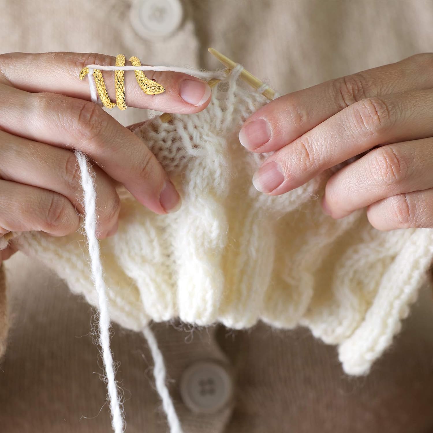 8 Pieces Crochet Ring Crochet Loop Ring Crochet Ring for Finger Yarn Ring Adjustable Knitting Loop Crochet for Faster Knitting Finger Yarn Guide (Silver, Colorful)