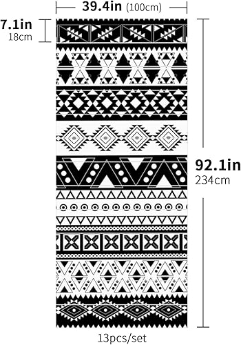 Miniatura 5 de Adhesivos autoadhesivos con patrón azteca, para pelar y pegar, elevadores de escaleras, calcomanías decorativas para escalones, 7.1 x 39.4 pulgadas