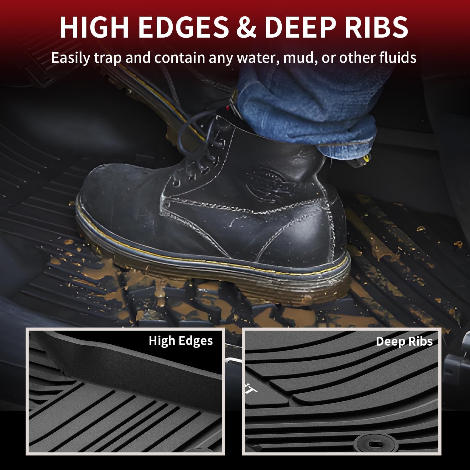 LASFIT Floor Mats for Toyota Tundra 2022-2025 2026 CrewMax Cab, All Weather Custom Fit TPE Floor Liners for Tundra SR/SR5/TRD PRO/Limited/Platinum/Castone Front&Rear 2 Row Car Mats, Black - Image 4