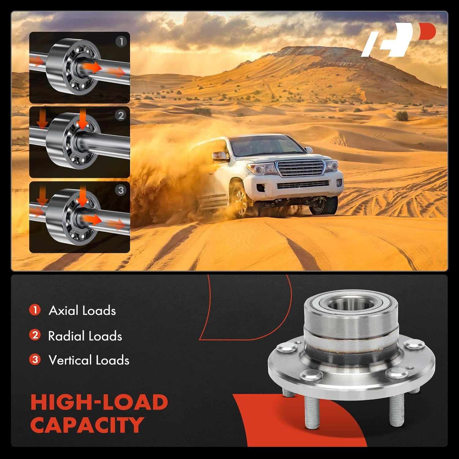 A-Premium Rear Wheel Bearing and Hub Assembly with 5-Lug Compatible with Dodge Stealth 1991-1996 & Mitsubishi 3000GT 1991-1999, FWD