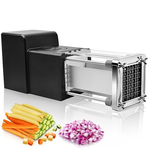 Sopito Taglia Patate Fritte Elettrico, Tagliapatate Professionale in Acciaio Inossidabile con Lama da 12mm