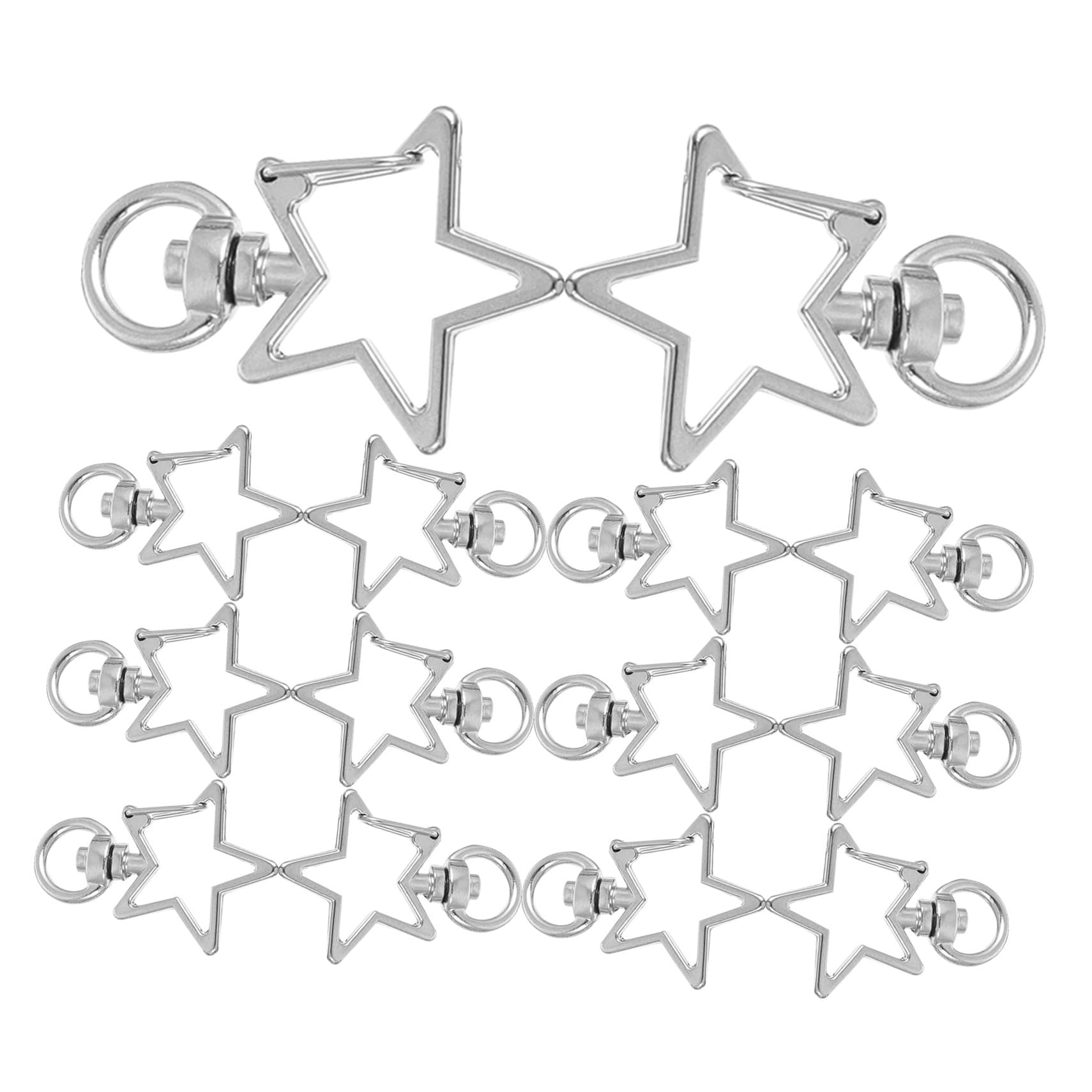 TEHAUX Mosquetones Con Forma De Estrella Plateados Para Llaveros, 40 Piezas De Cierre De Langosta Metálico Giratorio 360° Para Manualidades y Bisutería, Accesorios Creativos Para Mochilas y Bolsos