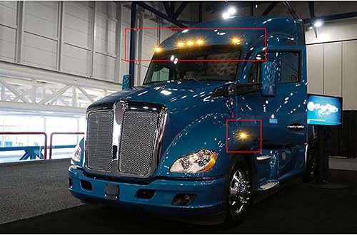 Miniatura 7 de Xotic Tech - Marcador de luz LED para techo de cabina de techo de cabina, compatible con Kenworth T680 2015-2017, T880 2015 (lente ámbar