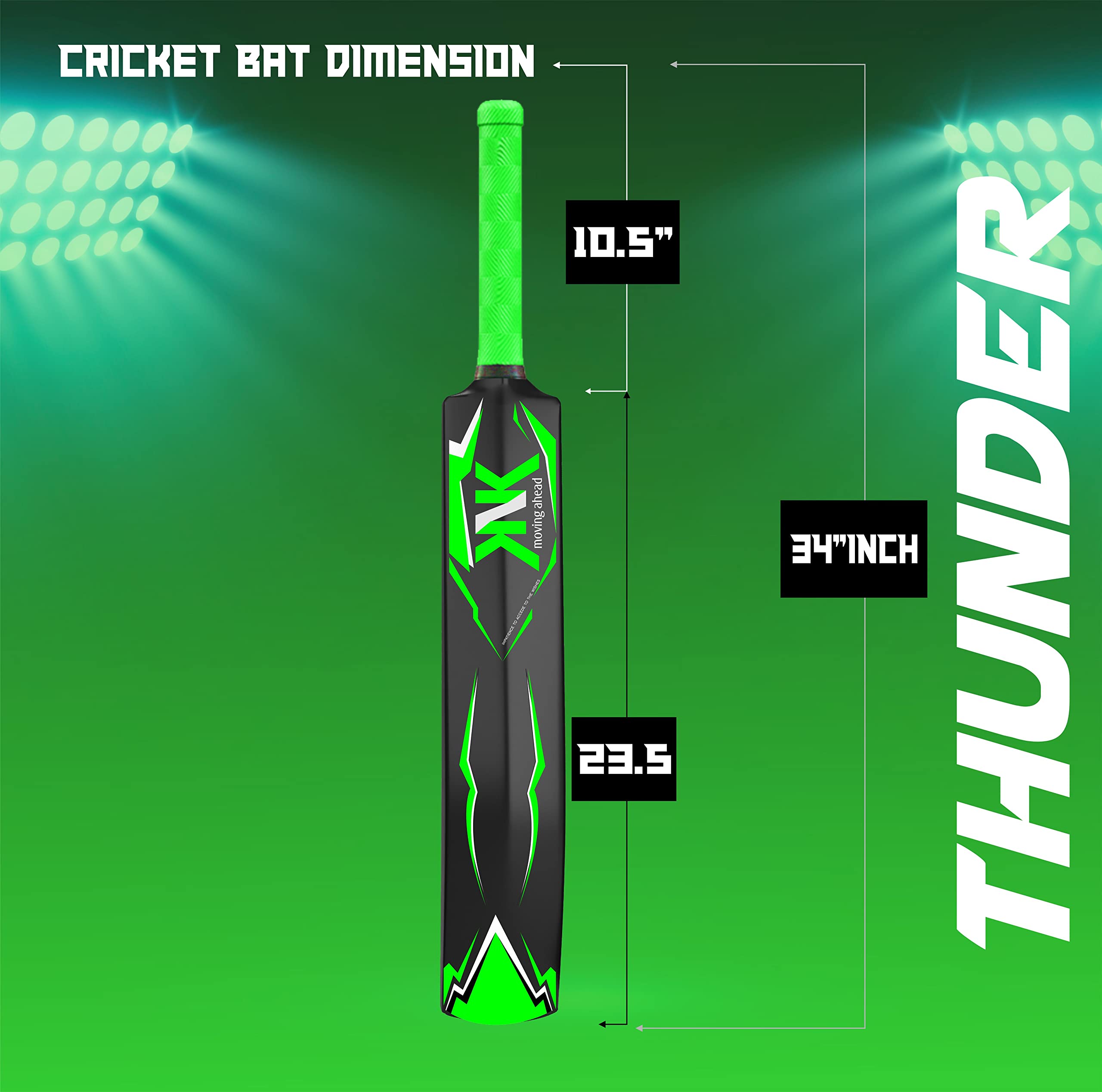 KNK® Thunder Cricket Bat,Excellent Hard Plastic Bat,34" Length Full Size with Short Handle with Ball for All Age Group - Image 3 thumbnail
