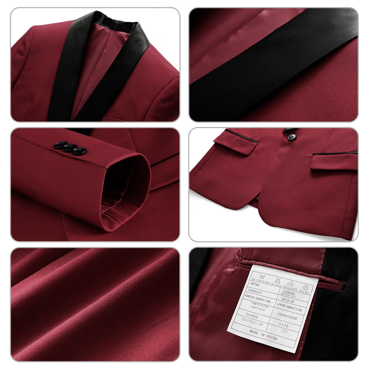 KUDORO Conjunto de traje formal de 3 piezas ajustado con chaqueta de esmoquin, chaleco, pantalones para niños, anillos de boda, fiesta