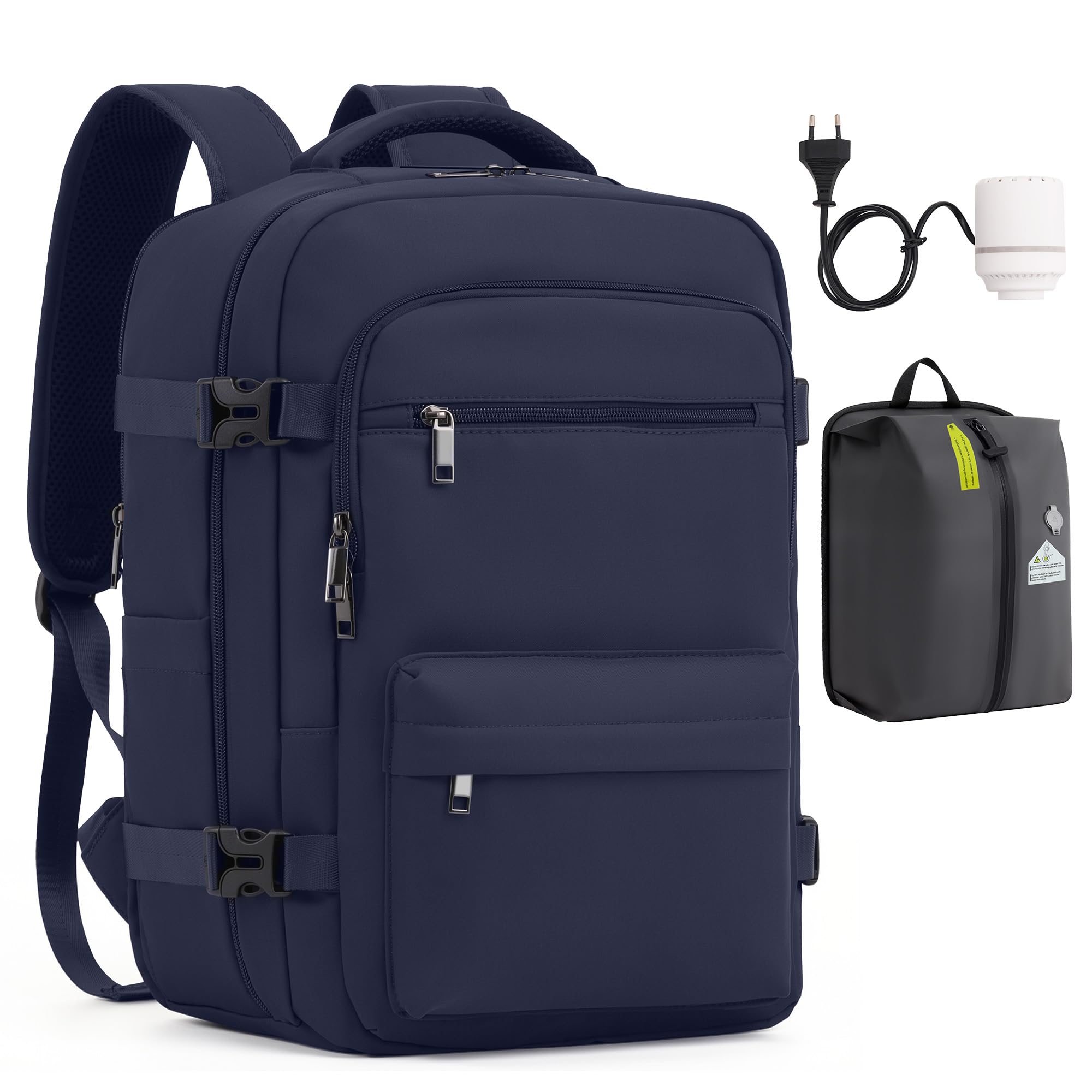 COOLIFE Vakuum Rucksack Handgepäck Ryanair 40x30x20 | Abnehmbarer Vakuumbeutel für großes Reisepacken, Laptop Rucksack 15.6 Zoll Für Outdoor und Studienreisen Damen Herren - Vacuum Koffer mit Pumpe