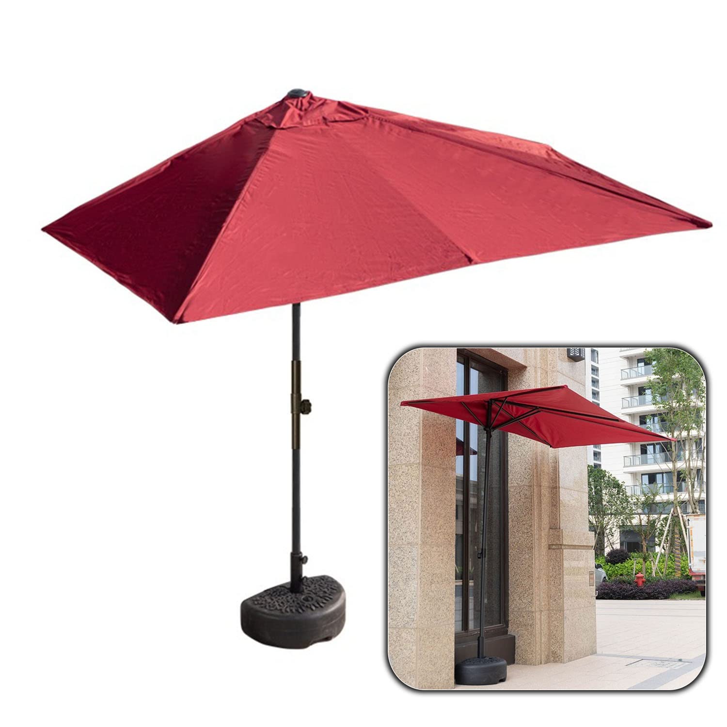 WQPMNYG Half Patio Umbrella 250x130CM Outdoor Sune with Stand WeatherResistant Stable for Balcony Garden Pool (Color: Green)