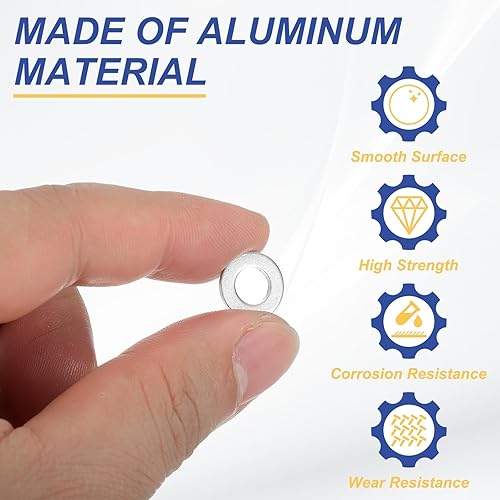 Miniatura 4 de PATIKIL Arandelas planas M6 x 0.472 x 0.039 in, 100 juntas de aluminio para drenaje automotriz de anillo plano, espaciadores de arandela para