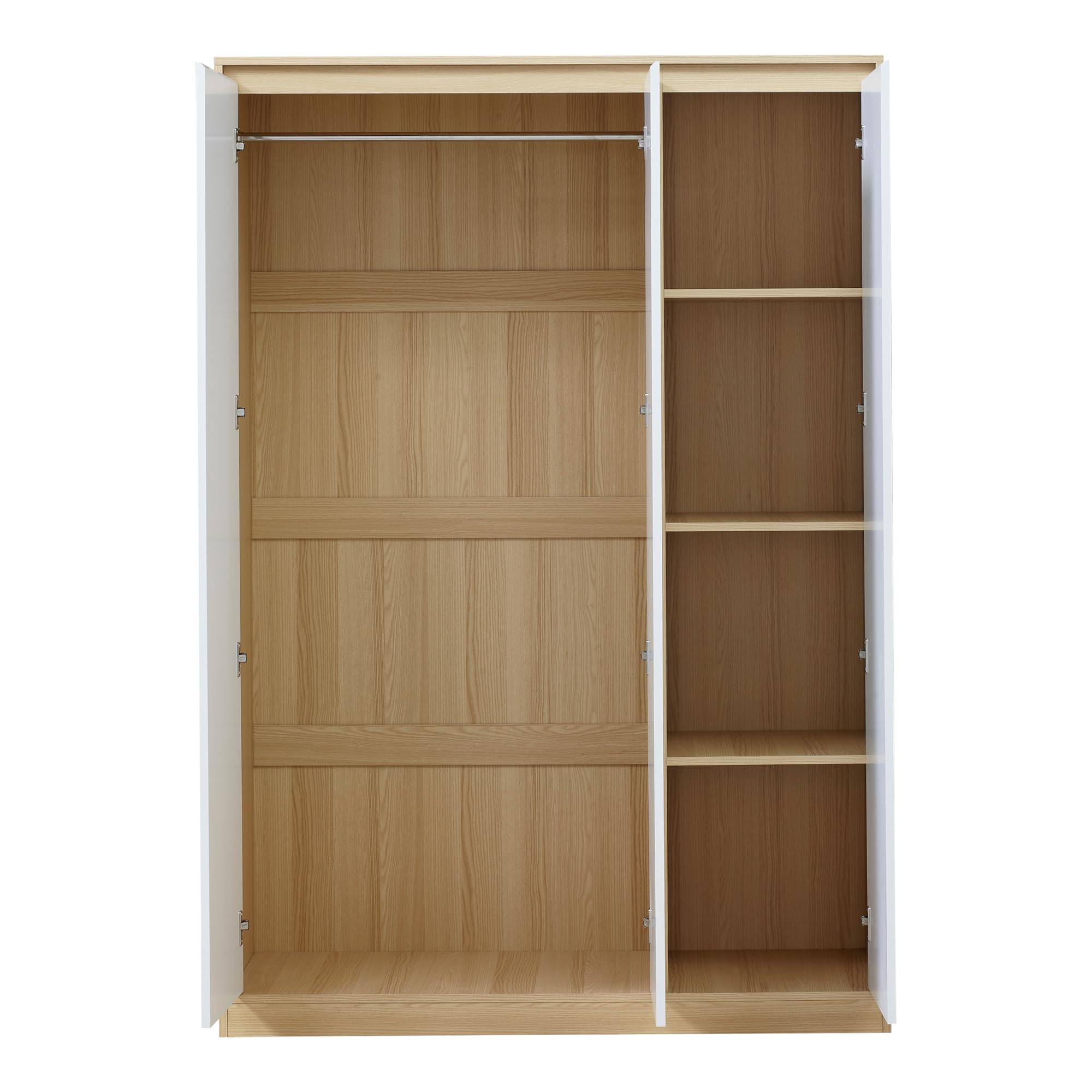 Armadio per Guardaroba con Ante Bianche 4 Scomparti 176 x 120 x 52 cm MDF Effetto Rovere