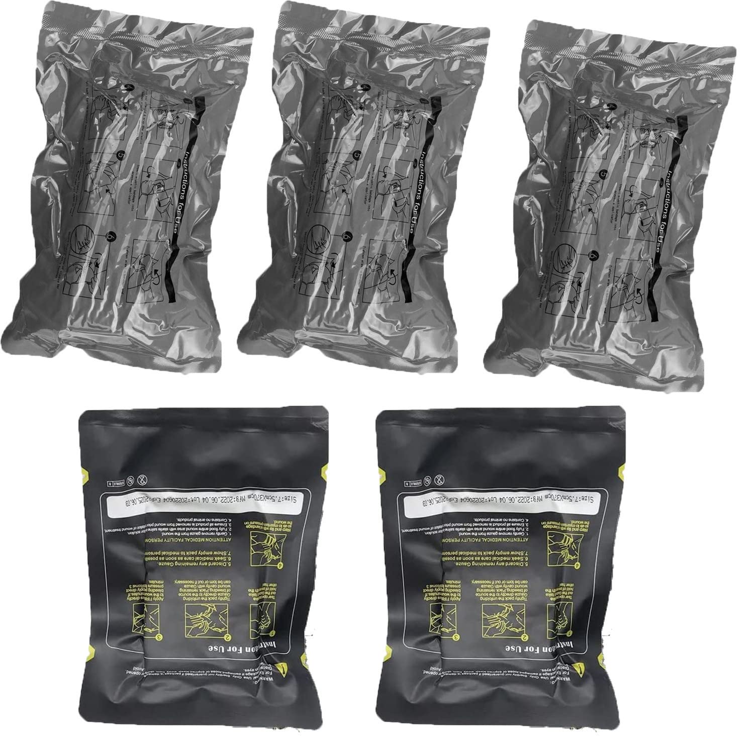 Kit de primeros auxilios IFAK Trauma con 3 paquetes de vendas israelíes, 2 paquetes de gasas para el control de hemorragias graves, acampada militar y senderismo
