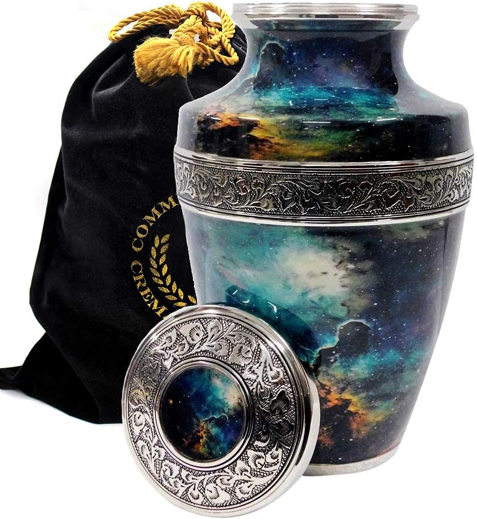 Supernova Cremation Urn for Adult Ashes with Matching Funeral Guest Book