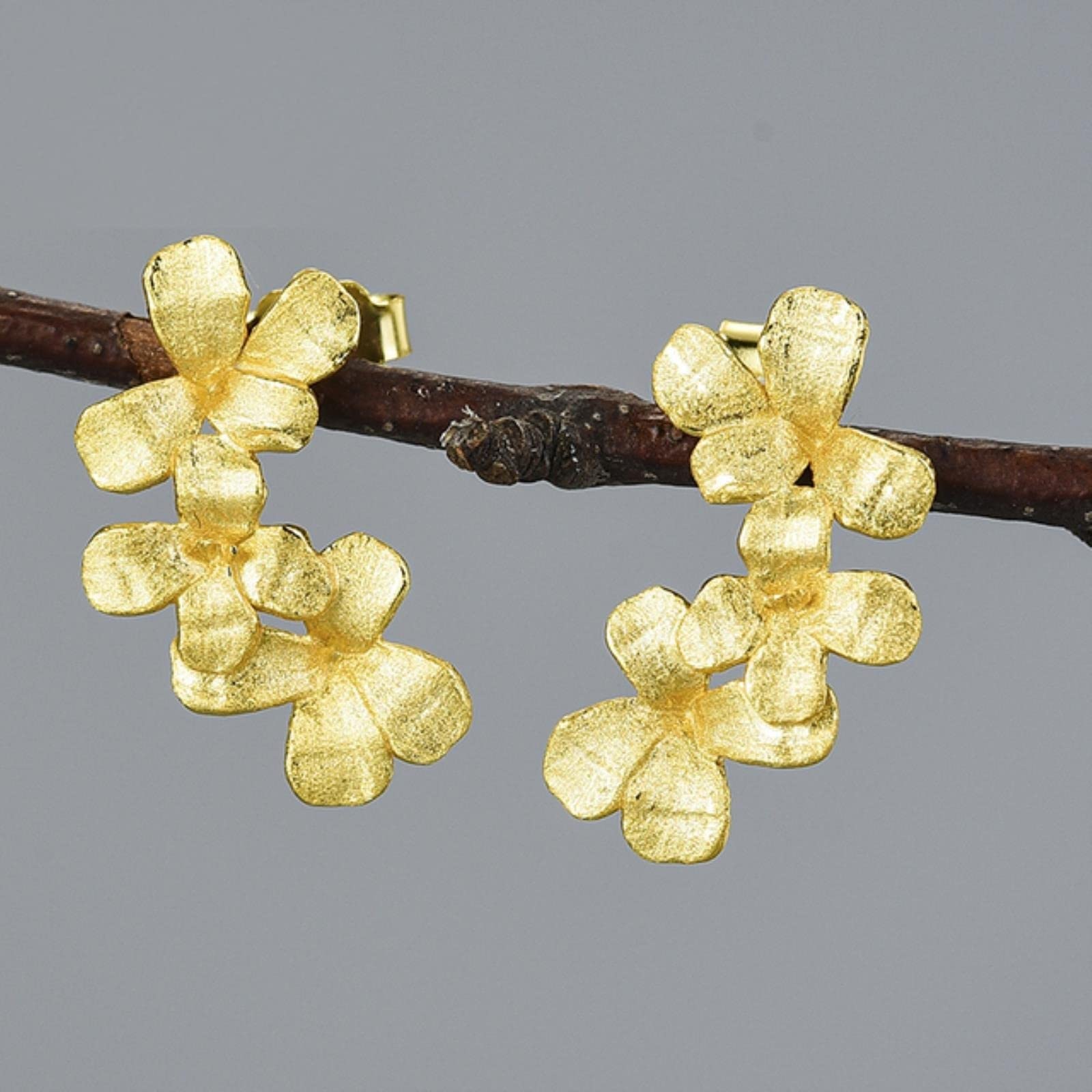 LOKILOKI Fiore nel Mio Giardino Orecchini 2021 Nuovo Arrivo Orecchini in Vero Argento Sterling 925 Fatti A Mano con Gioielli per Le Donne