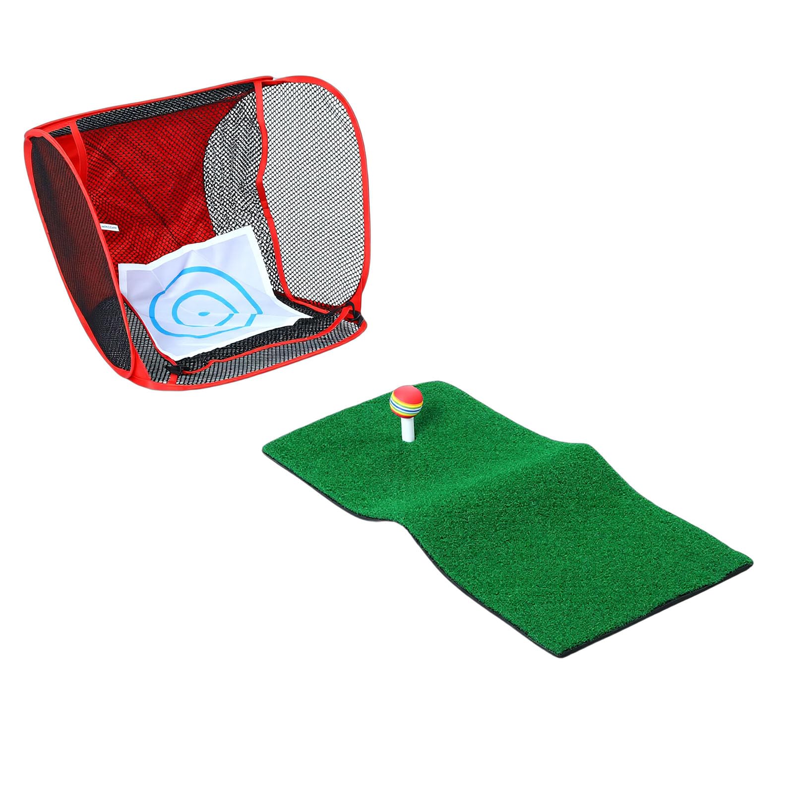 Juego de Red para Picar, Plegable, Portátil, para Práctica en Interiores y Exteriores, con 6 Bolas, 1 Tapete de Césped y Bolsa de Transporte