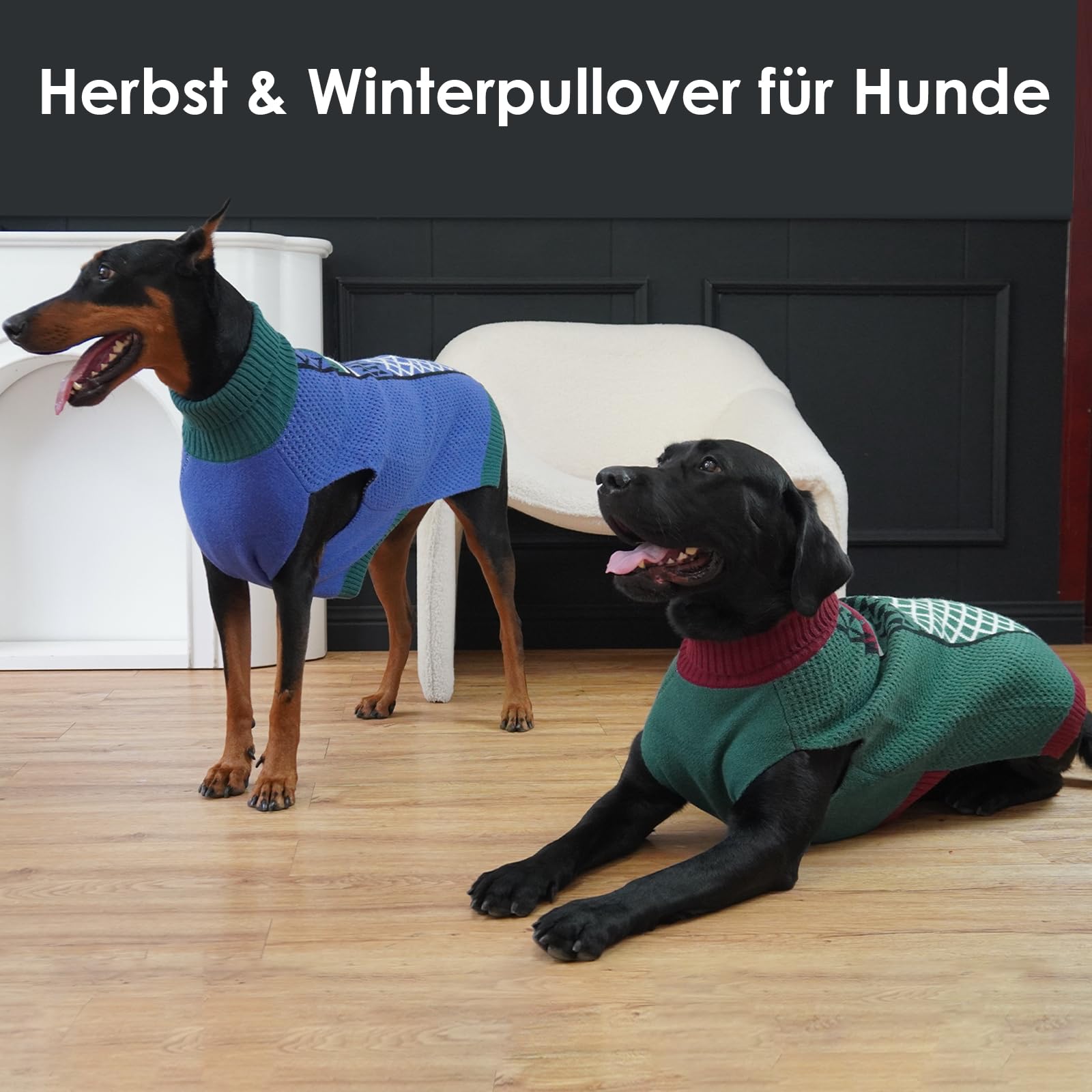 Rollkragen Hundepullover - Pullover Hunde mit Leinenloch | Leicht und Elastisch Hundepulli für Extra Große Hunde, Ärmelloser Winter Hundekleidung, Grün, 4XL