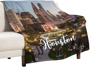 Fleece Throw Blanket 60"x80" Skyline Houston City Landscape Plush Fuzzy Cozy Blanket Texas Contemporary Cityscape Home Decor for Pet Bed Sofa Couch Office Wedding Gifts