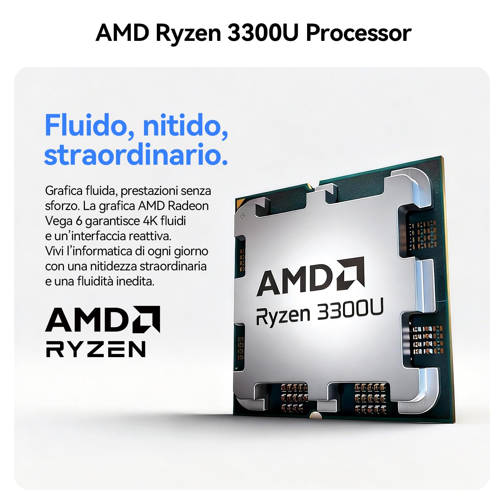 Huidun 2026 H50 Mini PC Win 11 Pro, AMD Ryzen 3300U, 8GB RAM 256GB SSD, Doppio 4K@60Hz HDMI+DP, WiFi 5/BT 4.2, Mini Desktop Computer per Casa, Ufficio e Salotto,Garanzia di 3 anni