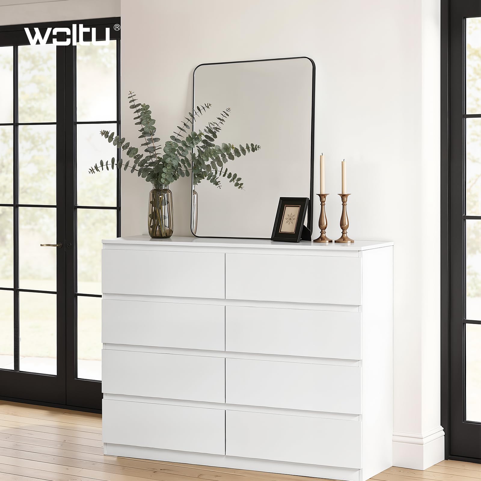 WOLTU Specchio da Parete Rettangolare 50x70 cm, Specchio Bagno Moderno con Pellicola Antischeggia, Cornice in Metallo Nero, Orizzontale e Verticale, per Soggiorno, Camera da Letto, Corridoio