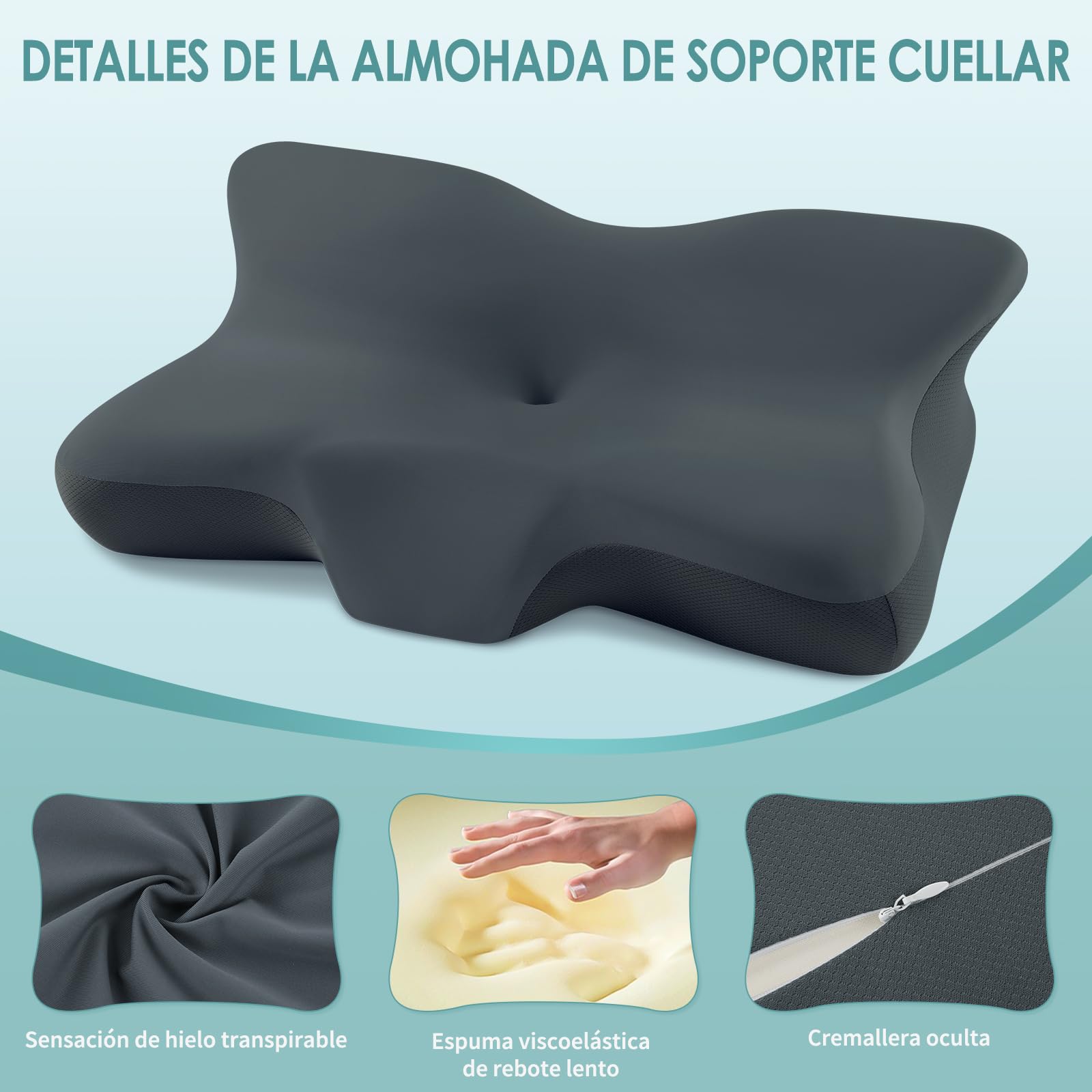 Almohada Cervicale para Dormir,Almohadas Antirronquidos,Adaptadas para Aquellos Que Duermen de Lado,de Espalda o de Barriga