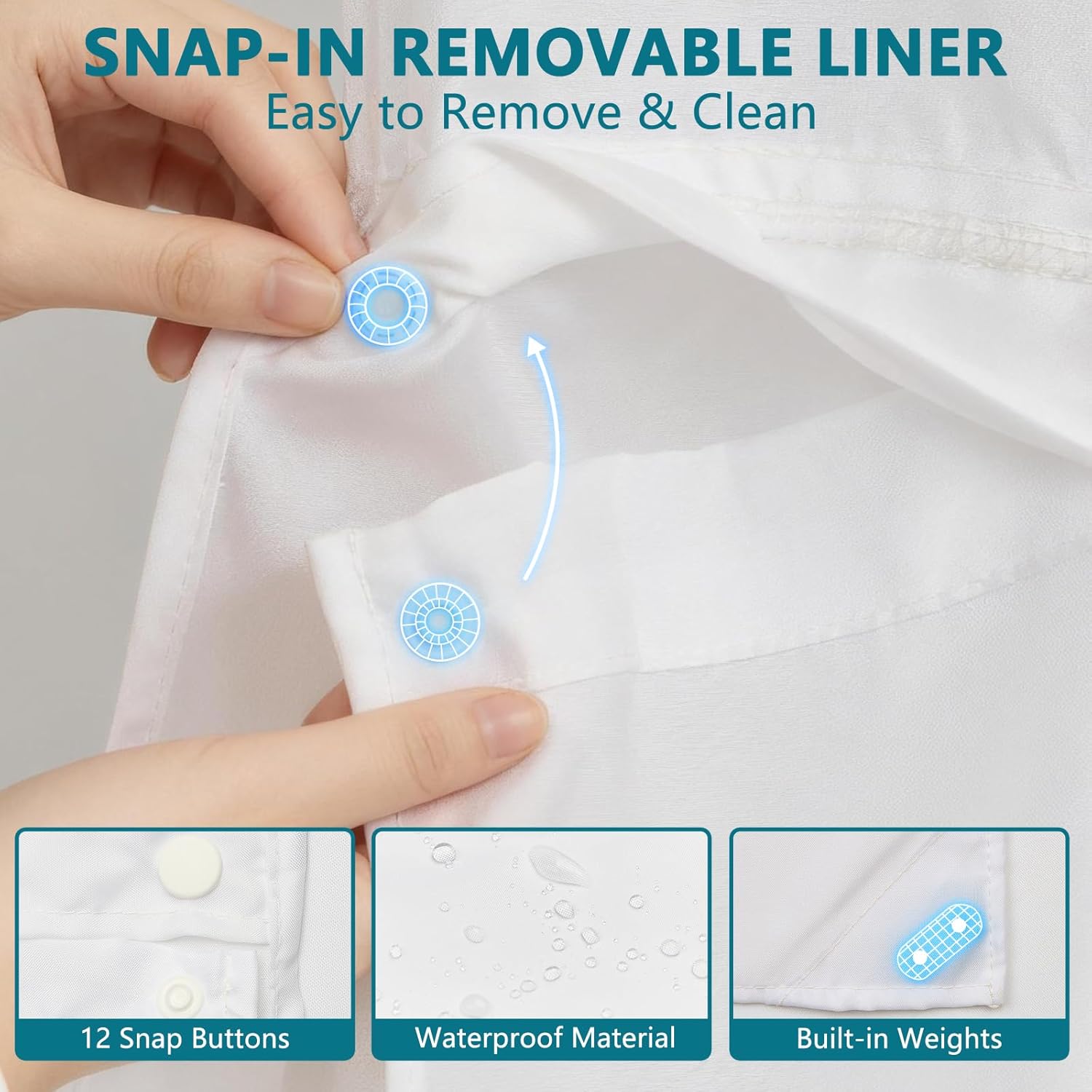 Nautical No Hook Shower Curtain and Liner Set, Blue Shower Curtains for Bathroom with Sheer Top Window, Ocean Shower Curtain with Watercolor Underwater Landscape Jellyfish Coral Design, 71x74 Inches