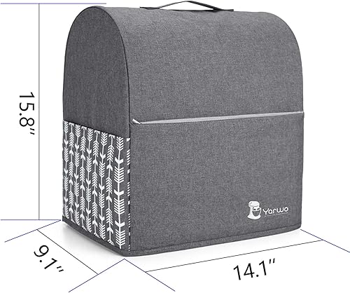 Miniatura 6 de Yarwo Funda para batidora de pie compatible con mezclador KitchenAid de 6 a 8 cuartos de galón, cubierta protectora contra el polvo con mango