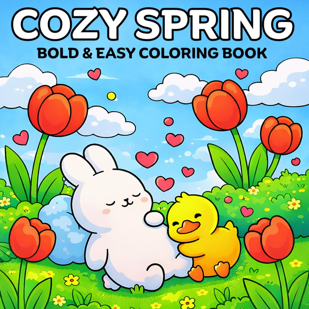 Cozy Spring: Bold and Easy Coloring Book for Adults and Teens Featuring 100 Spring Scenes for Stress Relief and Mindfulness(