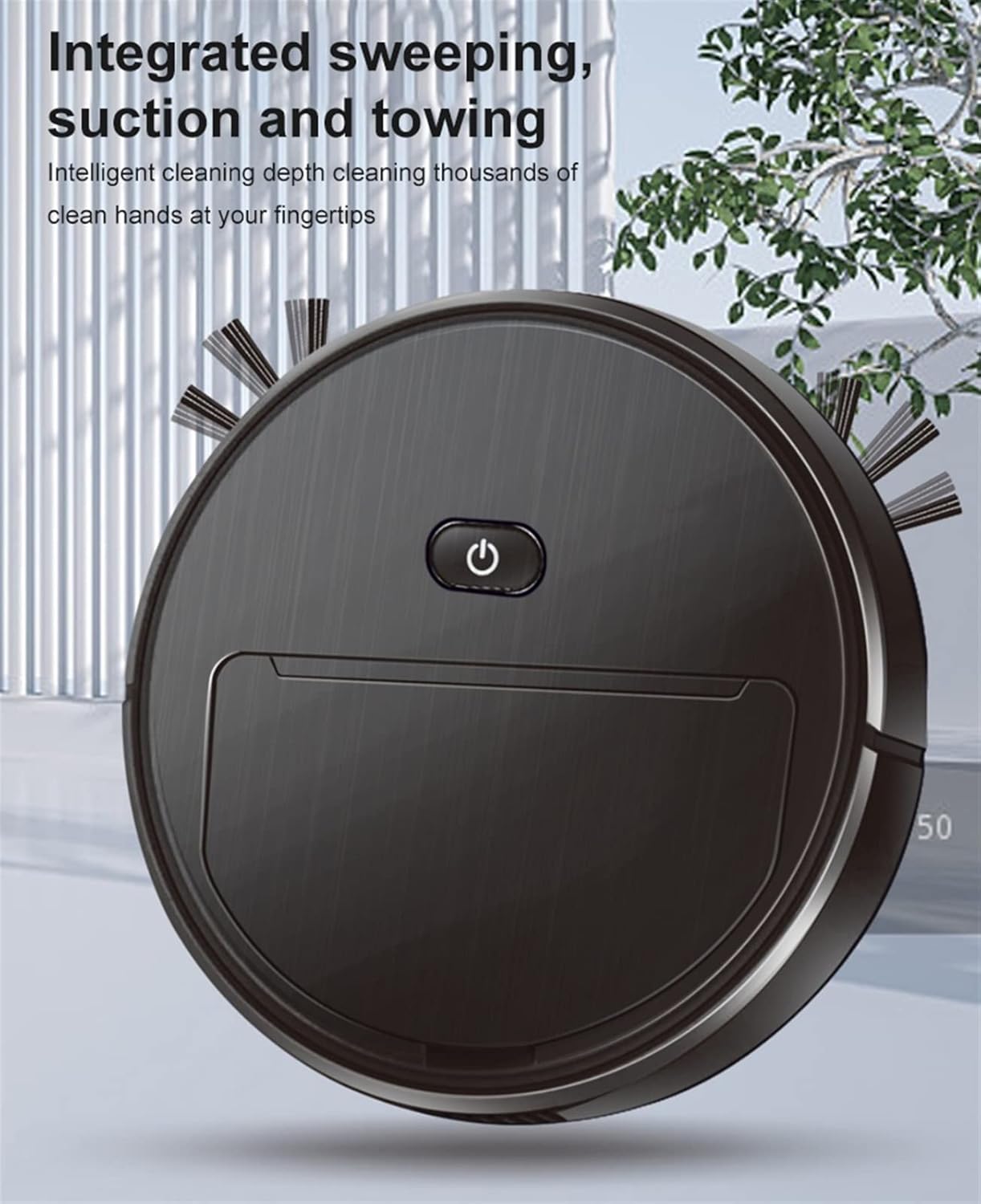 Robot mop Automatic Robot Vacuum Cleaner for Home Auto Robotic Robotic Vacuum Cleaner for Home Pet (Color : Black with Brush)