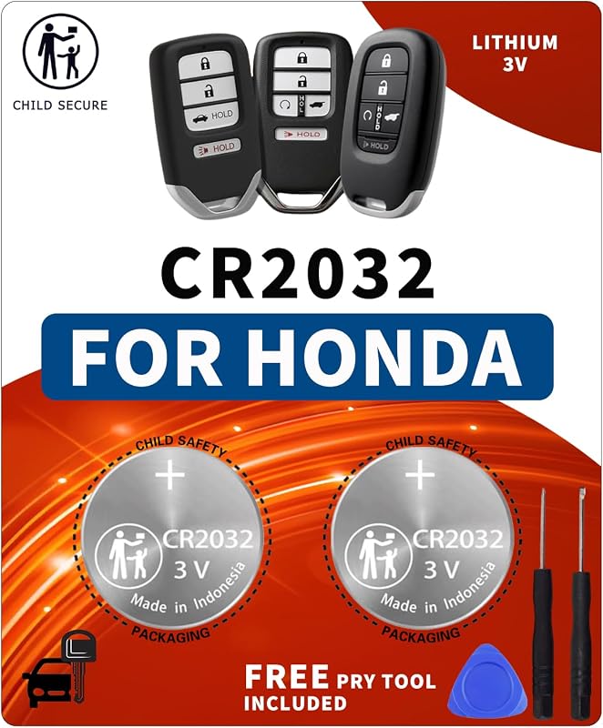 Baterias CR2032 para chave presencial Honda BBXSA 3 V com ferramenta – Kit com 2 unidades