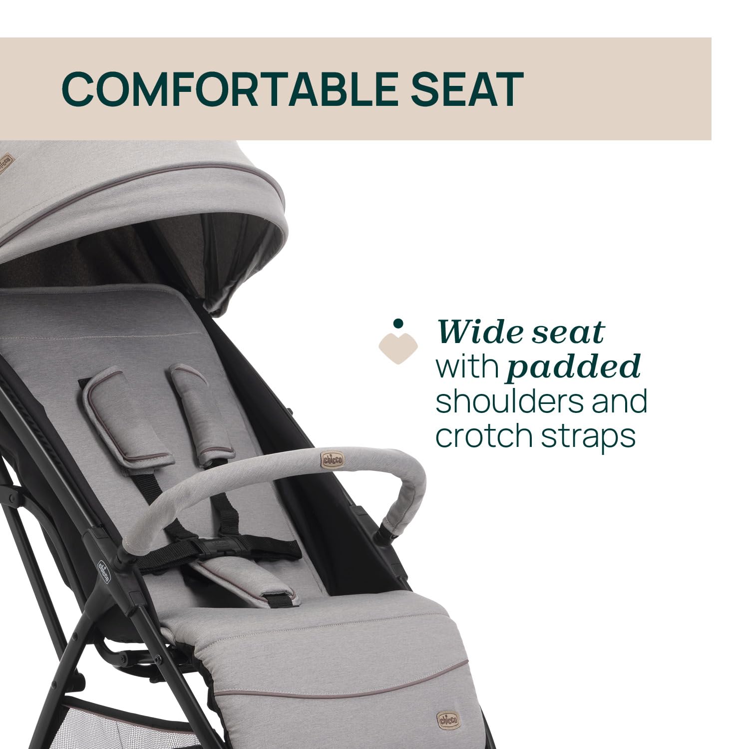 Chicco Glee Kinderwagen Leicht, Automatisches Zusammenklappen, Breiter Sitz, Verstellbare Rückenlehne, Bis 22 kg, Beige