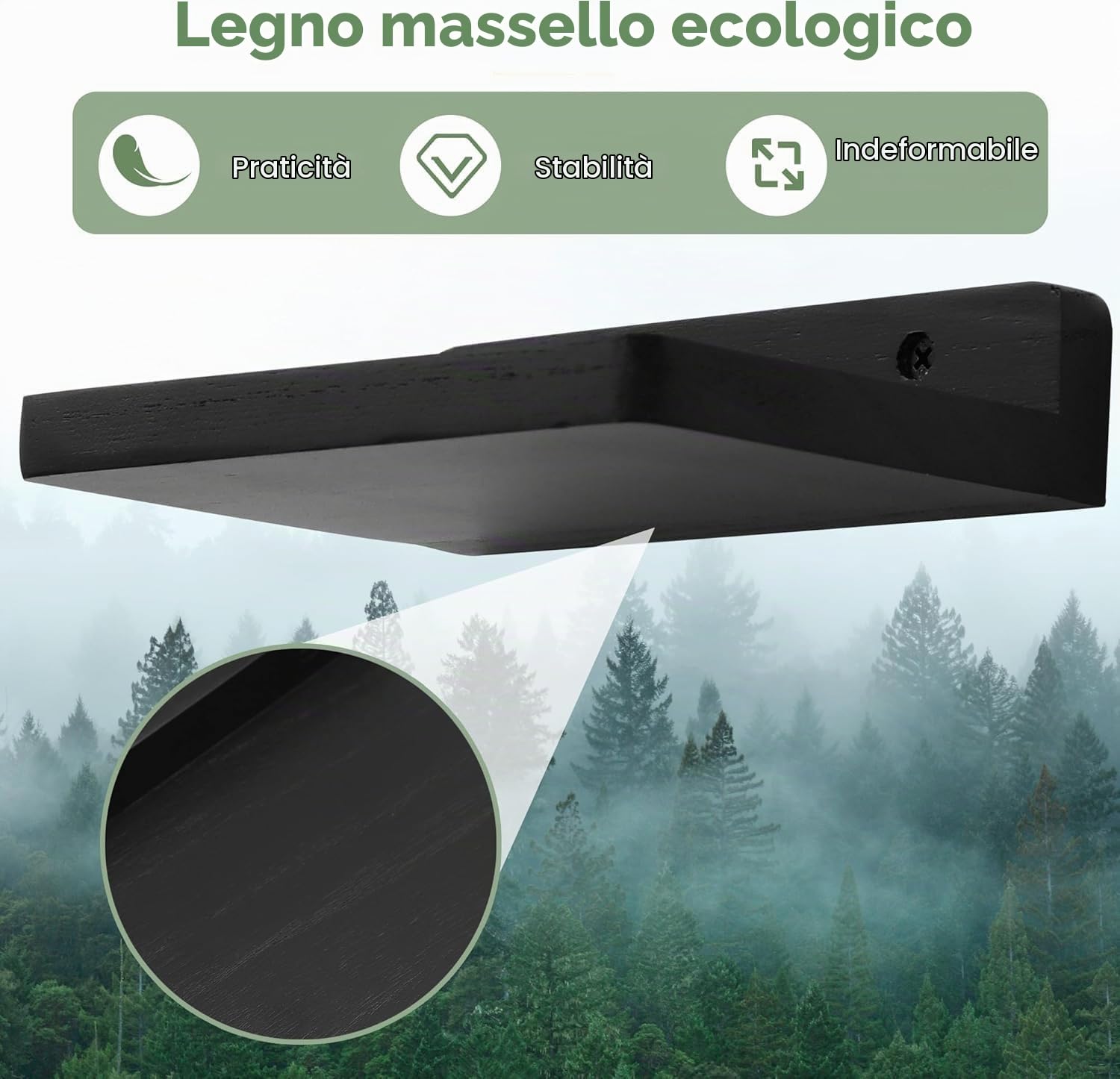 MITREL Scaffale Da Parete Quadrato In Legno, Stile Compatto, Per Piccoli Oggetti, Decorazione Da Parete Per Camera Da Letto, Soggiorno, Set Da 3, 12,7 X 10 X 4 Cm (Nero)