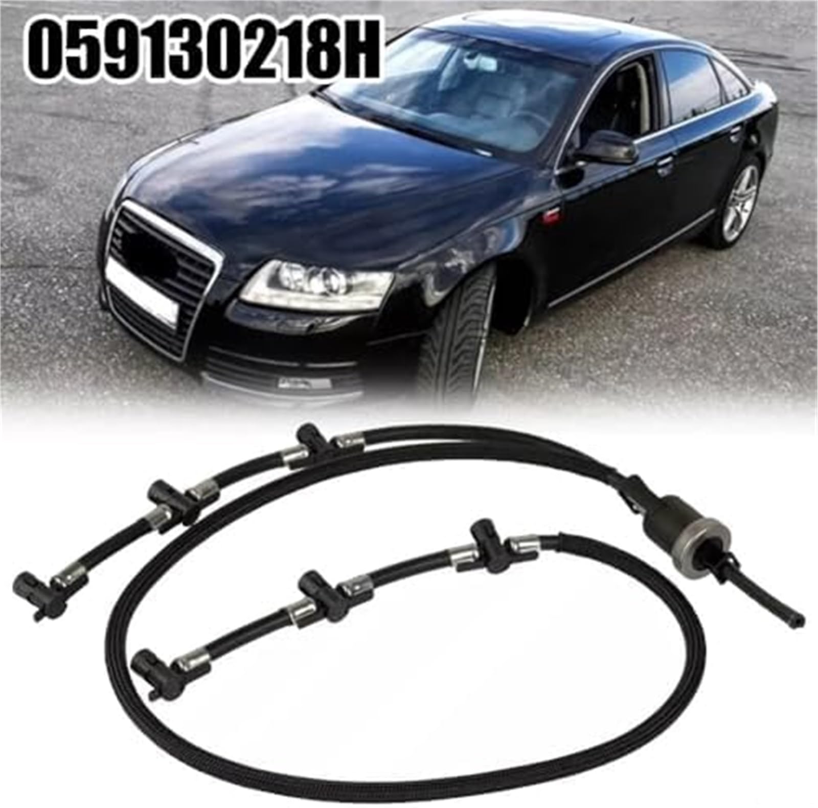 Tubo di ritorno for perdite iniettori carburante auto, for A4 A5, for A6, for Q7 2004-2012, ricambio OEM 059130218H, nero Tubo di ritorno dell'olio per auto