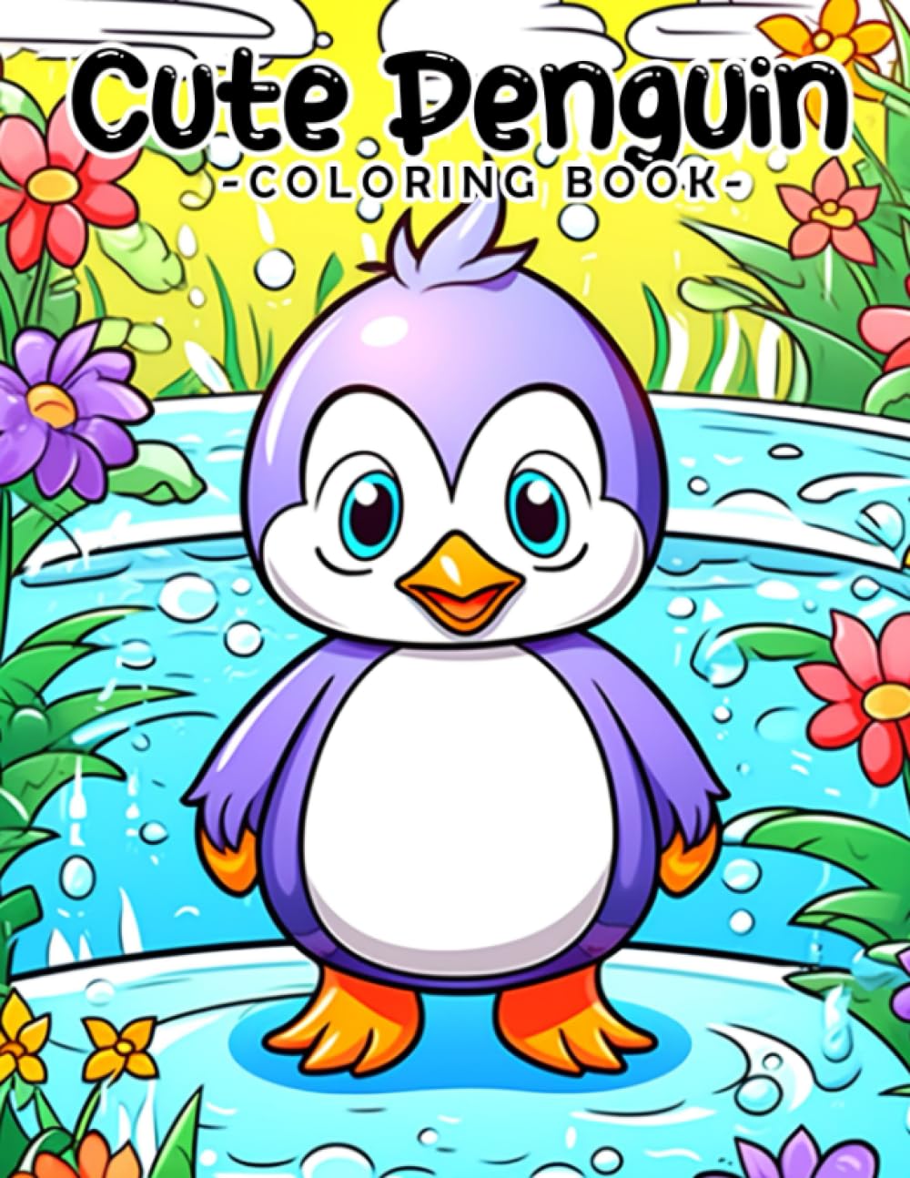 Cute Penguin Coloring Book: Adorable Animal Coloring Pages With Lovely Illustrations For Kids & Teens Gift Idea For Animation Fans Relieving Stress & Relaxation