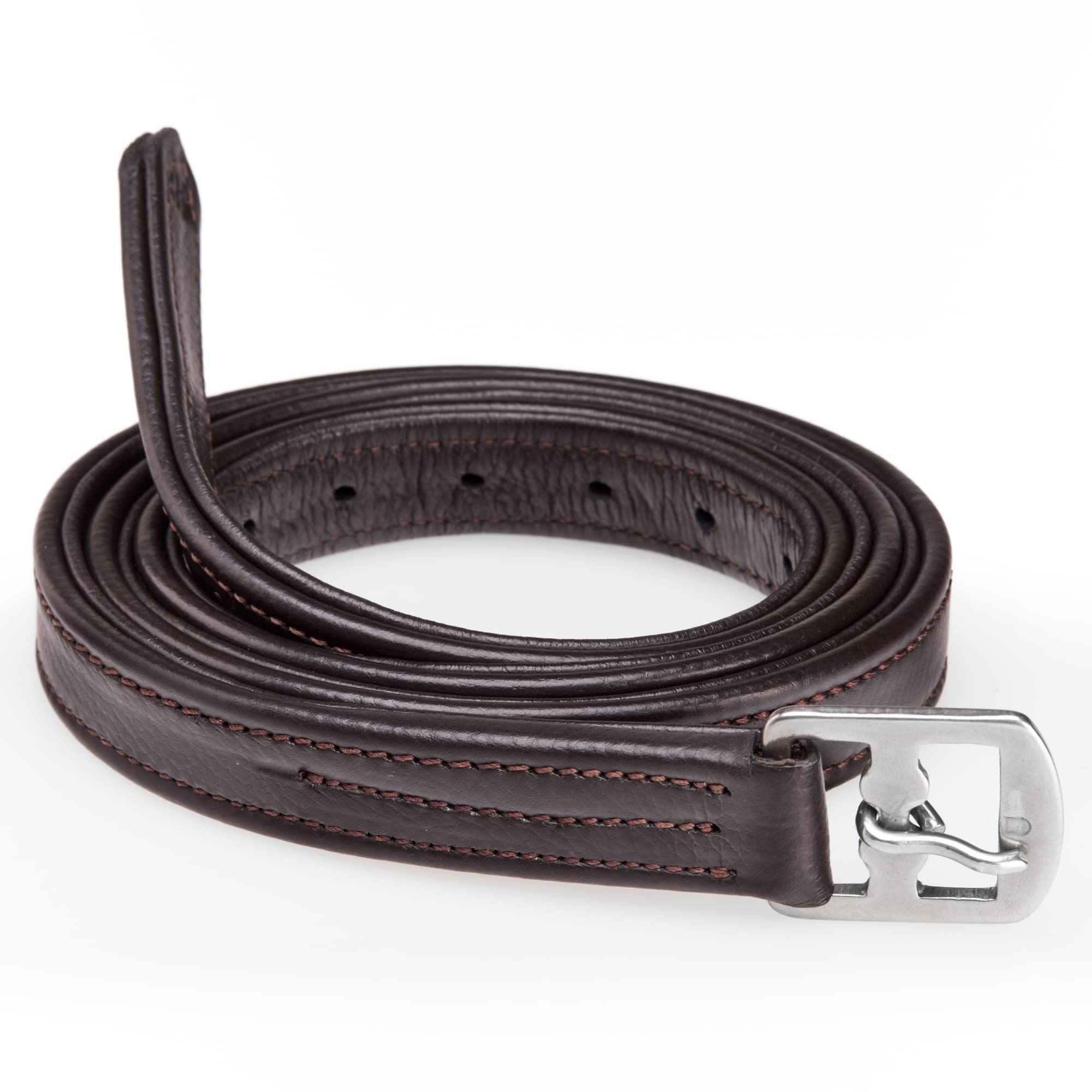 Cottage Craft Stirrup Leathers - Set of 2 Horse Non Stretch Leather Stirrups with a Stainless Steel Buckle - Brown, Size 54"