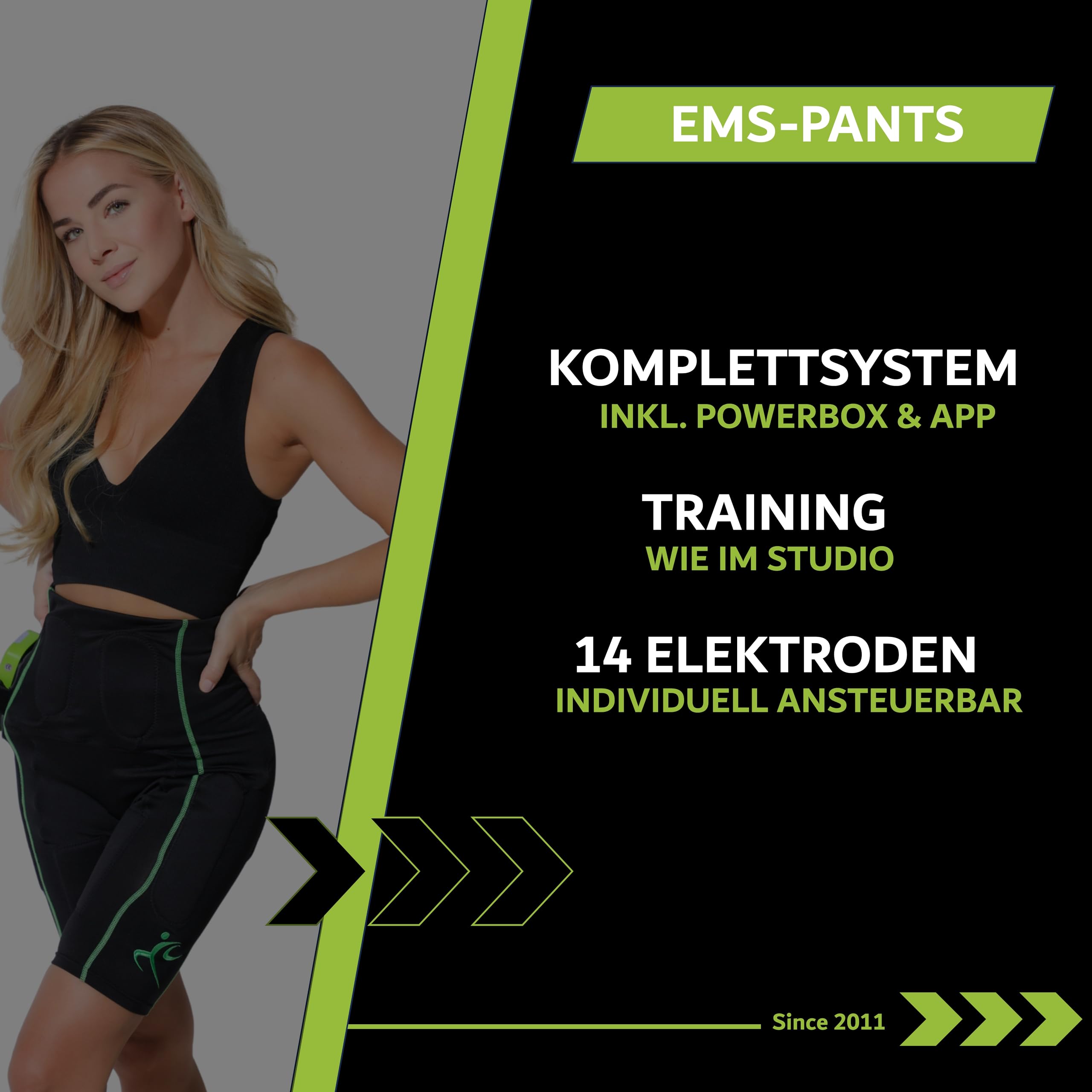 eaglefit EMS Pants Komplett-System; intensives, kabelloses EMS Training zuhause, Schwarz