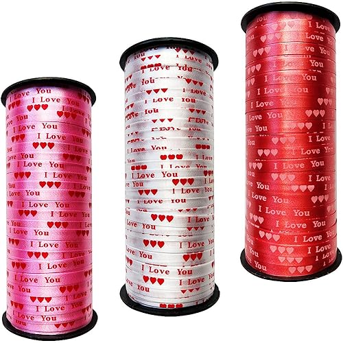 Cinta lisa con texto en inglés "I Love You", 316 pulgadas x 100 yardas, cinta rizadora de San Valentín para envolver regalos, San Valentín,