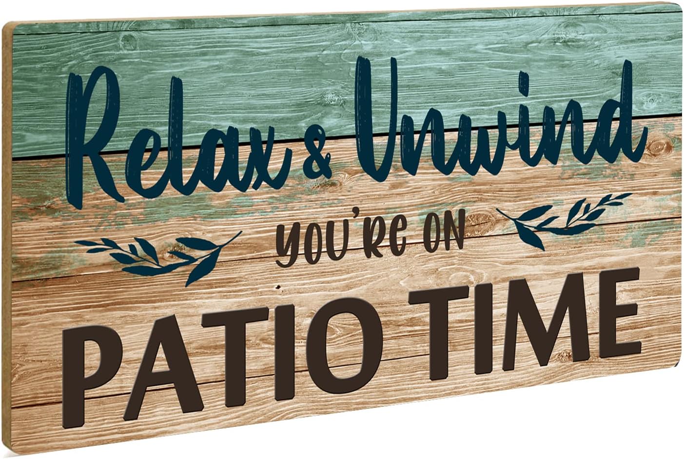 Patio Wall Decor Backyard Patio Signs And Decor Outdoor 10x5 Inches Hanging Sign For Home, Bar, Porch - Relax Unwind You're On Patio Time, Green - Image 2