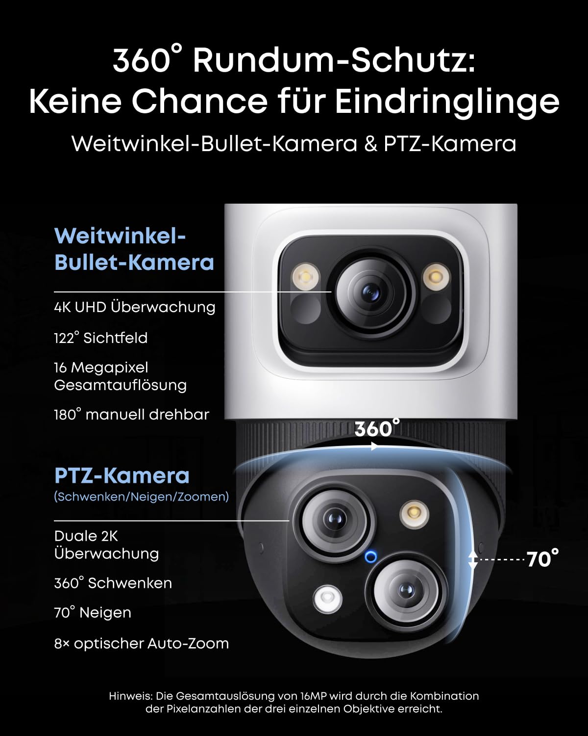 eufy PoE NVR Security System S4, 2× Bullet-PTZ-Kameras, 2X Turrent-Kameras, 360° PTZ, KI Auto-Framing & Tracking, smarte Videosuche, Farbnachtsicht, Stroboskop, Plug & Play, 24/7 Aufnahme, 2TB HDD