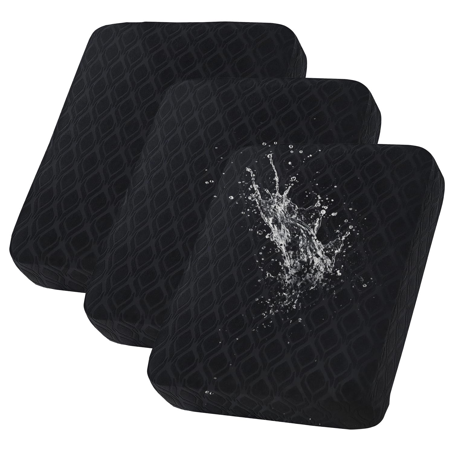 SHANNA Sofa Seat Cushion Slipcovers: 3Pcs Modern Printed Couch Cushion Cover Waterproof Patio Cushions Super Soft Couch Cushion Slipcovers Suitable for Armchair, Sofa Seat Slipcover (Black)