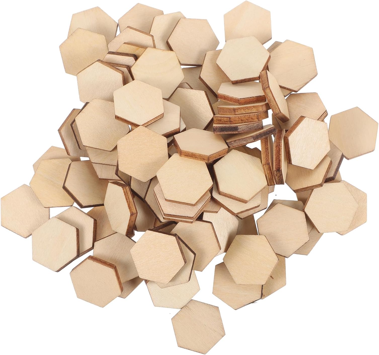 ARTIBETTER 100 pcs Wooden Pieces Hexagon Wood Shape Beech Wood for DIY Arts Craft Project Ready to Paint or Decorate (17.5mm)
