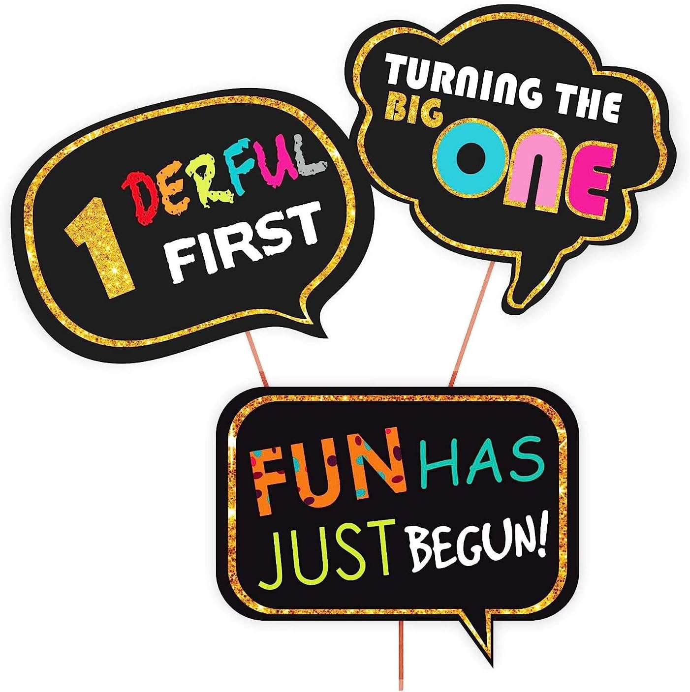 All Occasion Indian Family Photo Booth Party Props (18 Pieces) & Hand Made First Birthday Party Props - Suitable for 1st Birthday His or Hers Birthday Celebration by Indian Collectible