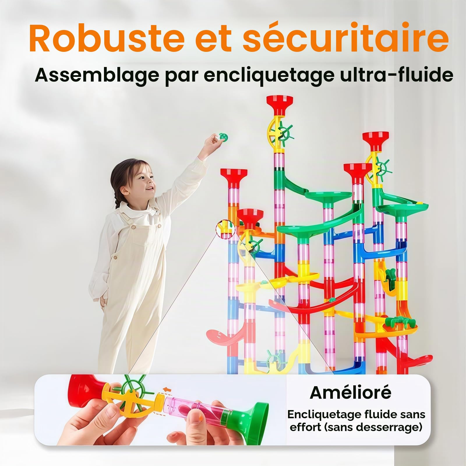 Circuit à billes, 232 pièces, à partir de 3 ans, jouet éducatif STEM, pour garçons et filles, anniversaire, Noël, vacances