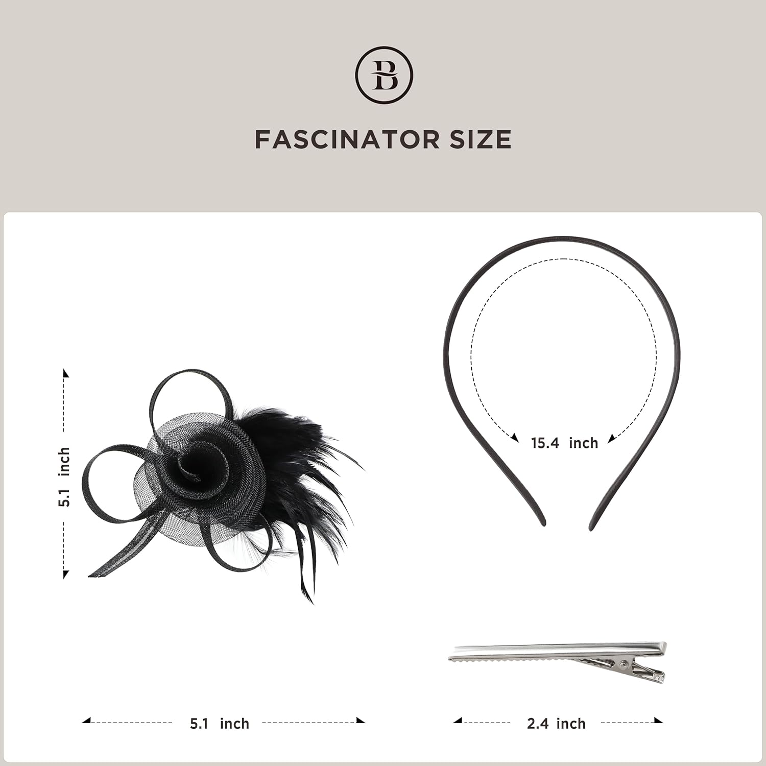 BABEYOND Fascinators Hats for Women - Tea Party Hats Kentucky Elegant Tulle Mesh Feather Bridal Wedding Headband Hair Clip - Image 7