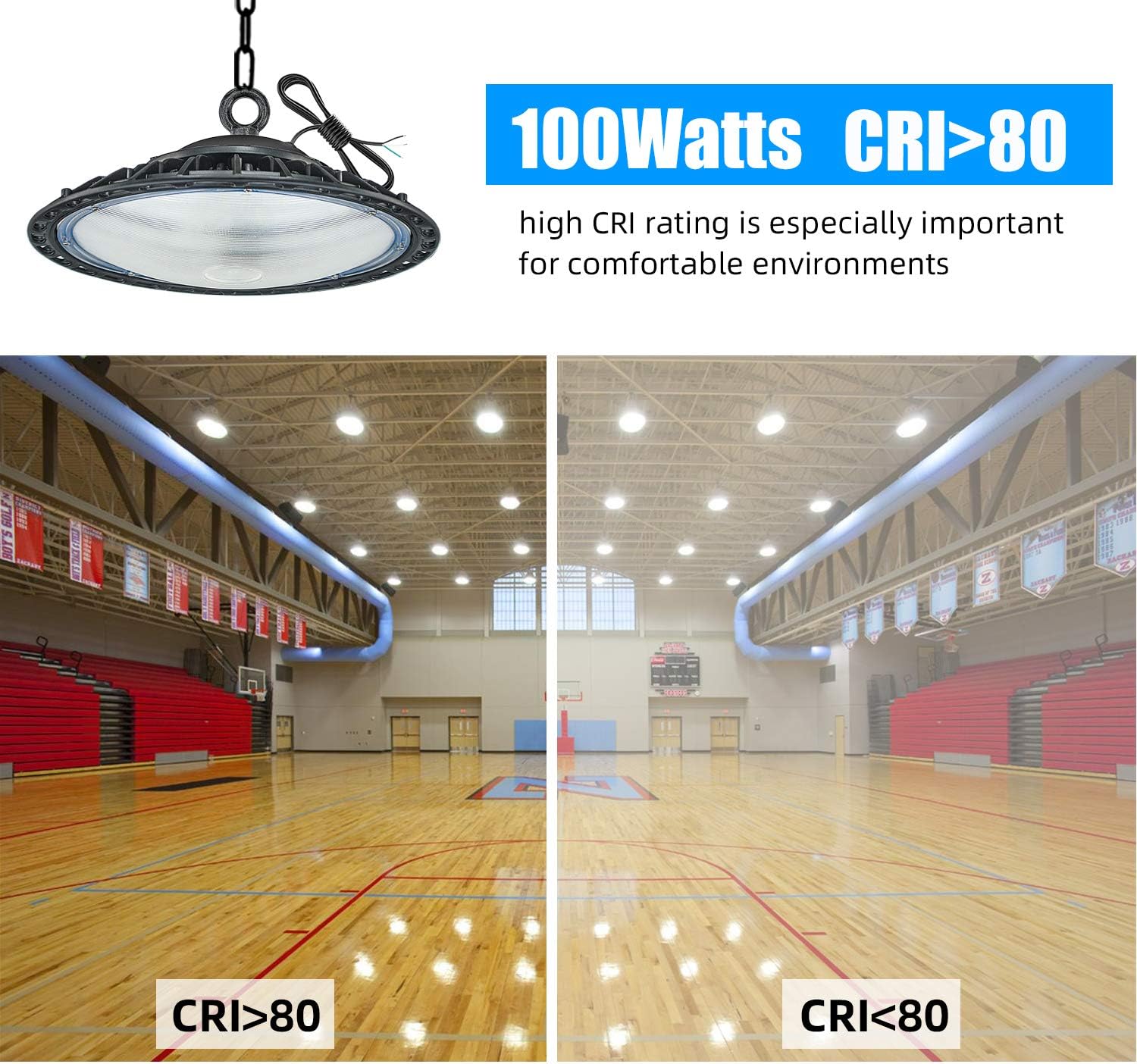 Suреr Bіg Clеаrаnсе! LED High Bay Light,100W LED Shop Light with Bright White 5500K 13,000LM, 110V, Replacement for 350W-400W HPS/MH Bulbs, IP65 Waterproof for Commercial Industrial(100Watt)