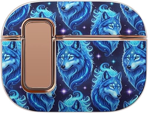 Headphone Cover Compatible with Airpods Pro 2 Case Blue Galaxy Wolf, Plastic, with Lock, Shockproof Protective