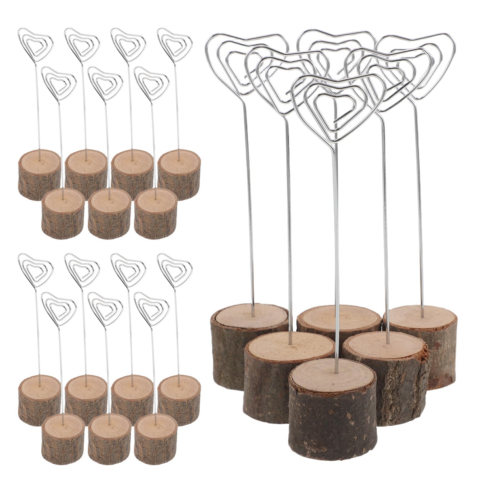 Artibetter 20 Pezzi Porta Biglietti in Legno Rustico Supporto Cartoncini Kraft per Numeri Tavolo Segnaposto Clip Foto Note per Eventi e Matrimoni