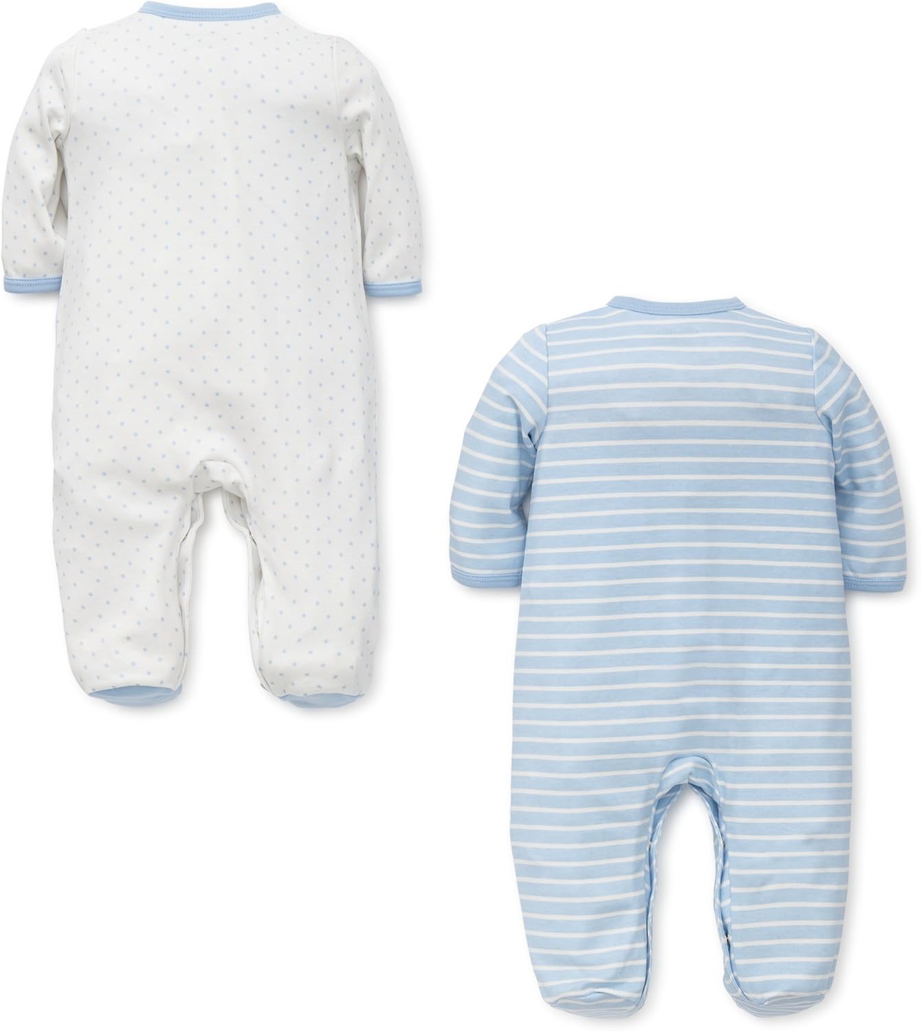 Little Me Clothes for Baby Boys' and Girls' 100% Cotton Scratch-Free Tag Footed 2-Pack Rompers Sleeper, Preemie to 9 Months - Image 2