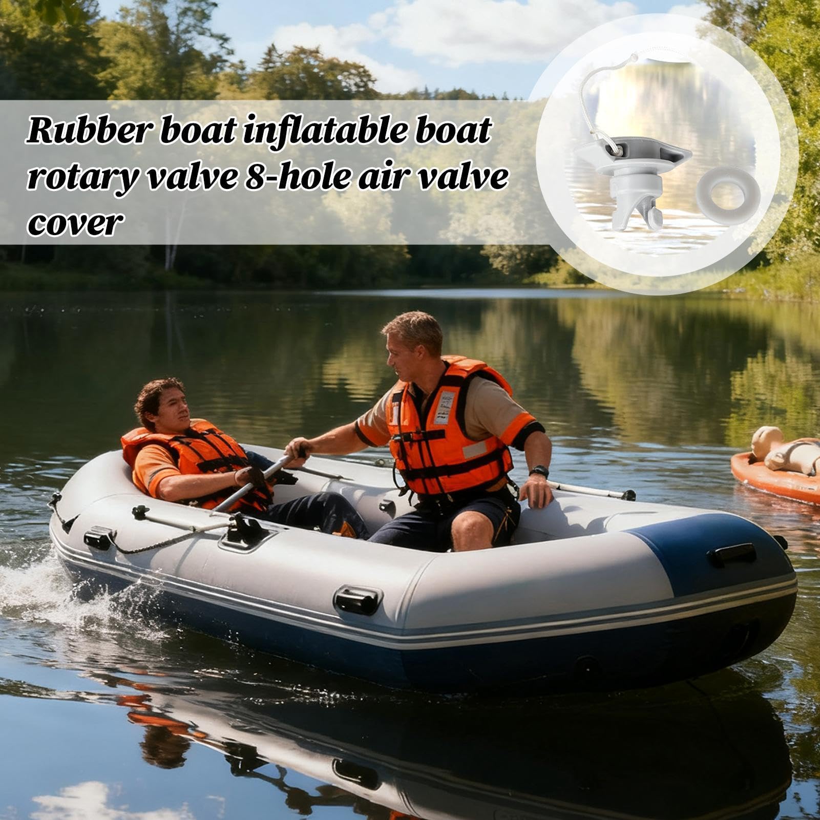 Genérico Tapón Válvula Aire Bote - Compatible 8 Agujeros | Cierre Espiral Giratorio de Alta Presión | para Kayak Tabla Paddle Surf Río Playa, Cubierta para Embarcaciones Inflables, PVC Resistente
