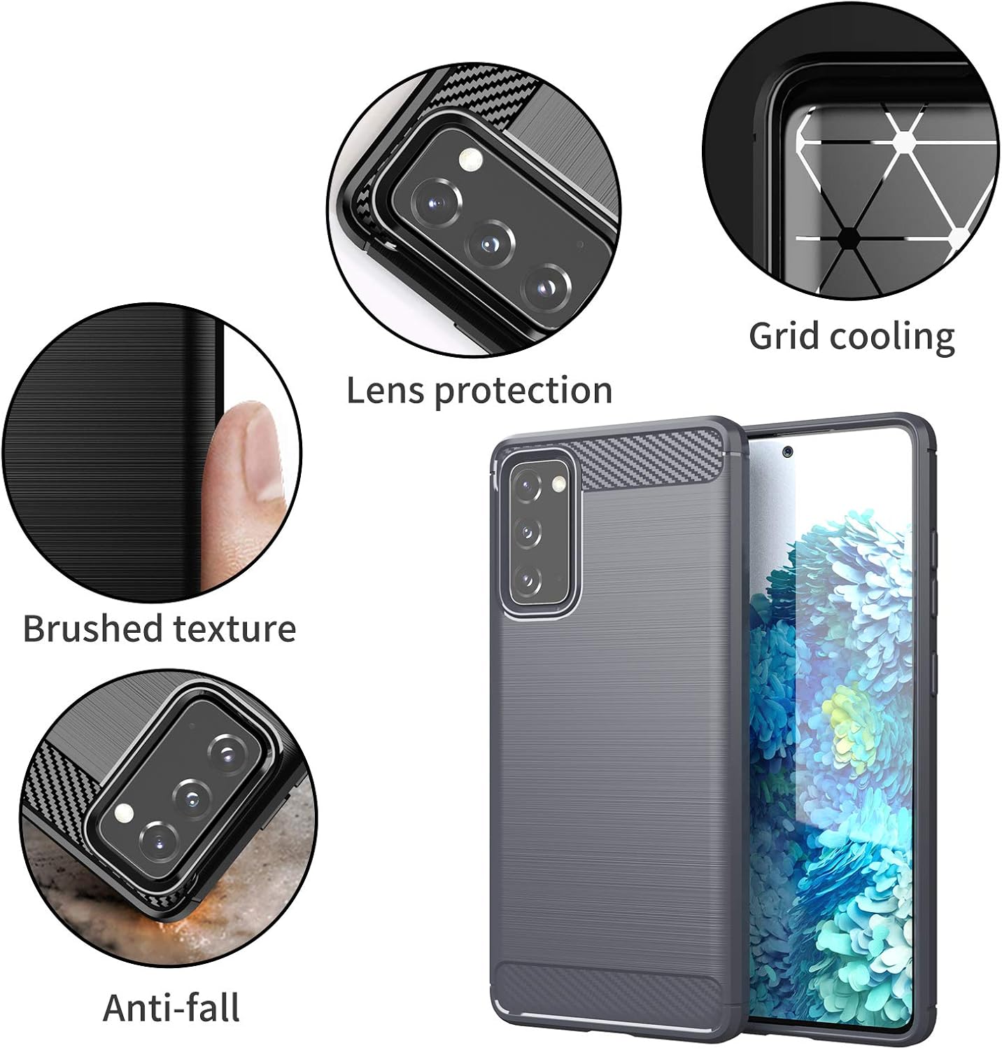 Jusy Case for Galaxy S20 FE 5G, Samsung S20 FE 5G Case Enhanced Grip Durable Light Shockproof Flexible TPU Rubber Protective Cover for Galaxy S20 FE 5G (Gray)