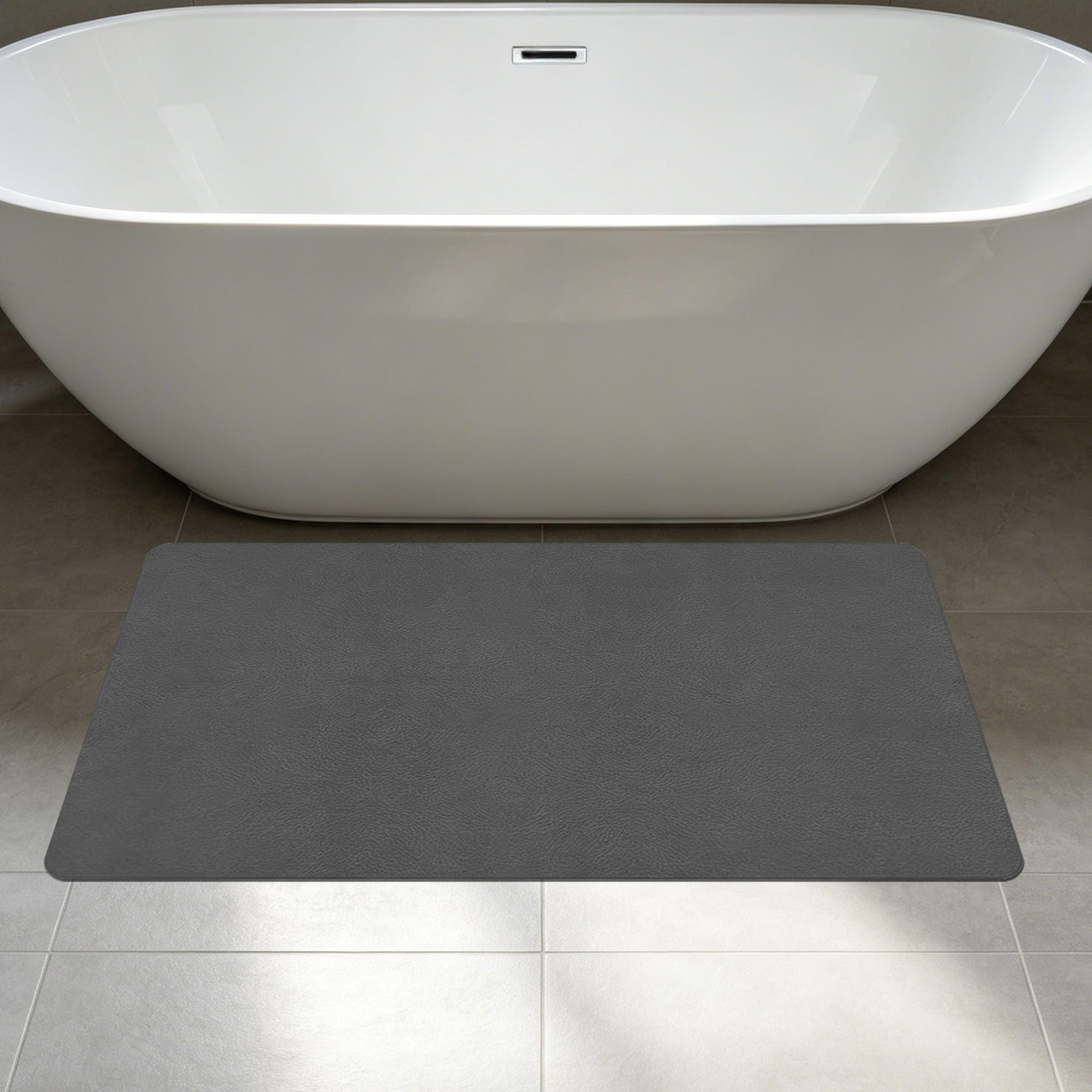 Tappeto Bagno Diatomite Antiscivolo 50 x 60 cm Assorbente Tappetino da Bagno Antiscivolo e Antimuffa Antimuffa per Doccia, Cucina, Ingresso, Grigio Scuro