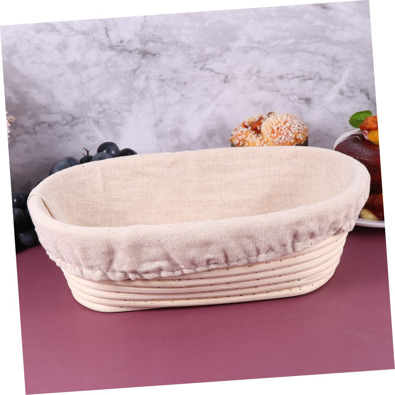 OUNONA 1 Sets Oval Rattan Proofing Basket with Fabric Liner Cover for Sourdough Bread Baking for Home and Artisan Bakers
