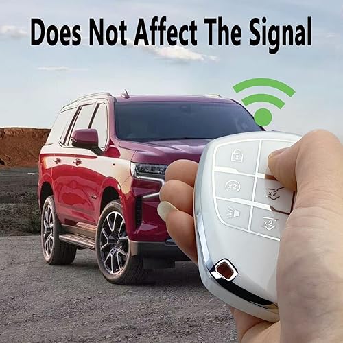 Miniatura 6 de Funda para Llavero Compatible con Chevy 2021-2023 Suburban Tahoe GMC Yukon Buick Encore Avenir Accesorios Carcasa (Blanco)